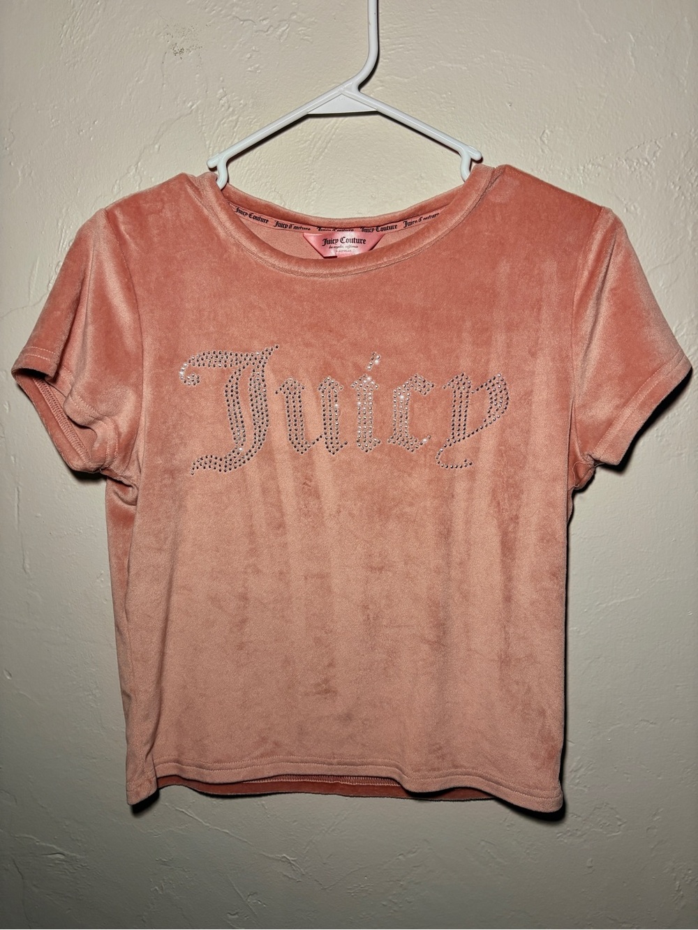 Juicy Couture Pink Velour Rhinestone Logo Sleepwear Top Size M